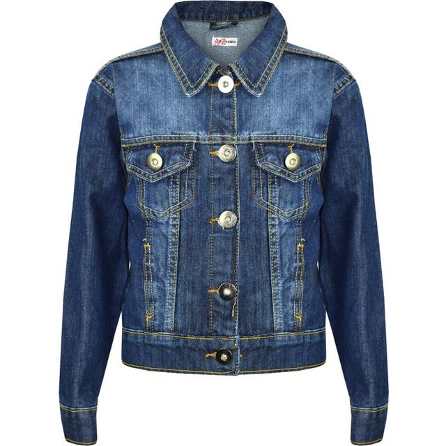 (5-6 Years, Dark Blue) Kids Jean Denim Jacket Coats For Girls Age 3-13