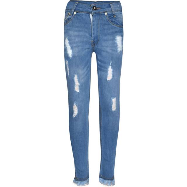 (3-4 Years, Light Blue) Kids Girls Skinny Jeans Denim Ripped Rough Pants