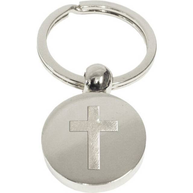 Silver Latin cross silver keyring
