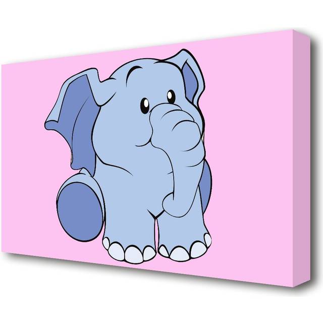 Happy Baby Elephant Childrens - Wrapped Canvas Graphic Art Print (81.3 cm H x 121.9 cm W)