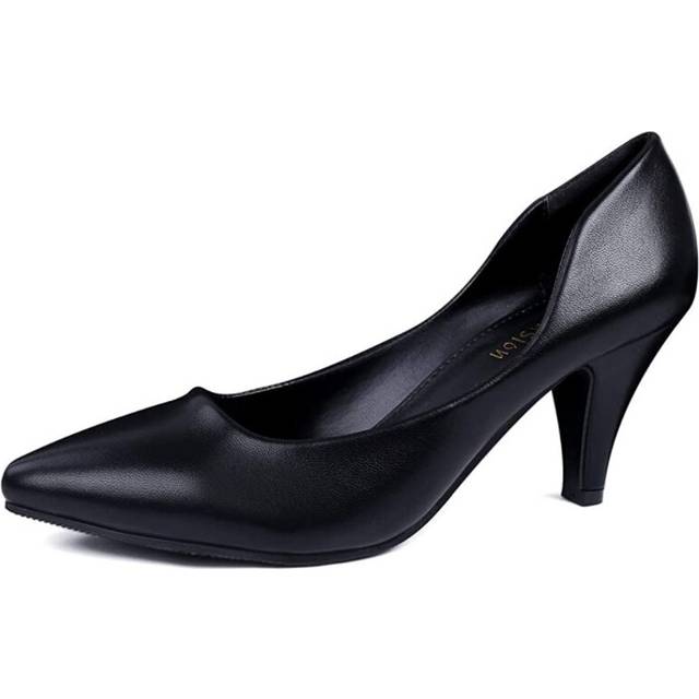 Women's Low Mid Kitten Heels Comfortable Slip On Ladies Court Shoes