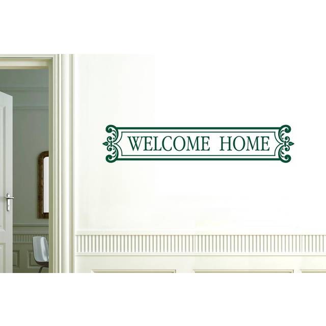 Welcome Home Framed Sign Wall Sticker - Dark Green (Medium)