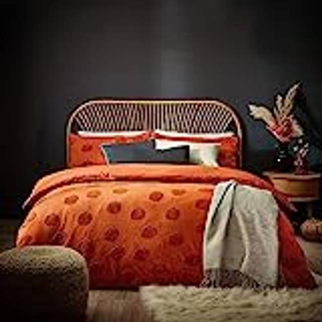 furn. Furn. Pumpkin Tufted 100% Super King Duvet Cover Set, Orange