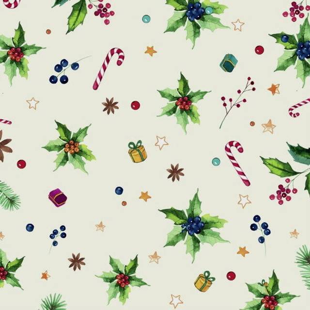 IHR Christmas Holly Berry Print Cocktail Paper Napkin 20-Pack 3-Ply