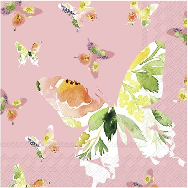 IHR Butterfly Pink Spring Print Lunch Paper Napkins 20 Disposable 3-Ply
