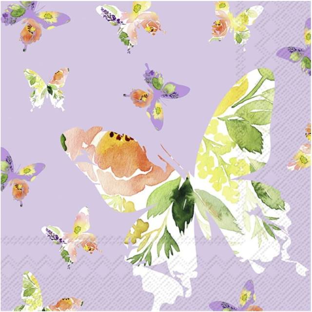 IHR Butterfly Purple Spring Print Lunch Paper Napkins 20 Disposable 3-Ply