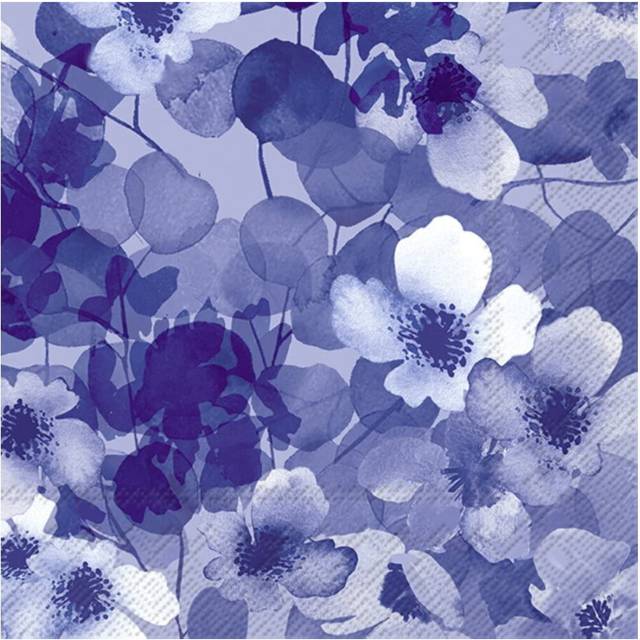 IHR Blue Water Flower Print Lunch Paper Napkins 20-Pack Disposable 3-Ply