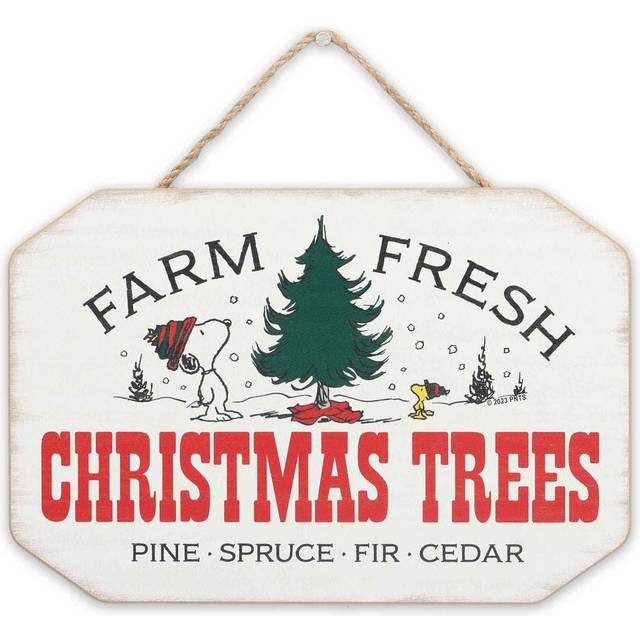 Peanuts Snoopy Farm Fresh Christmas Trees Hanging Wood Wall Decor  Cute Peanuts Sign for Holiday and Christmas Decorating