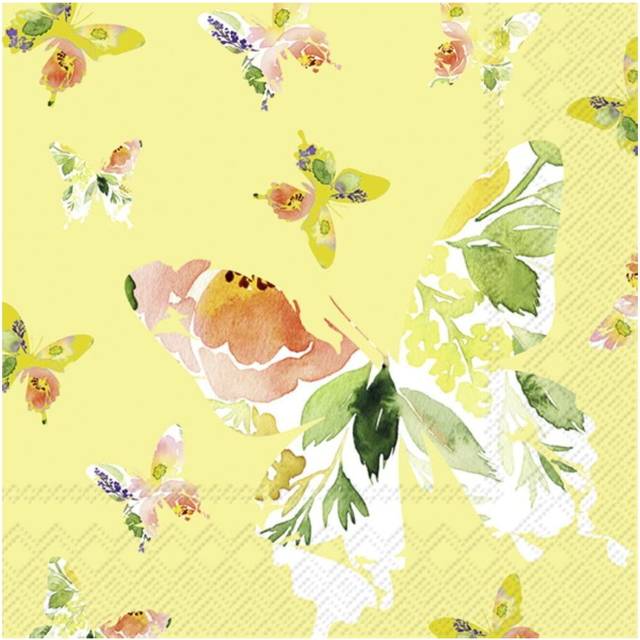 IHR Butterfly Yellow Spring Print Lunch Paper Napkins 20 Disposable 3-Ply