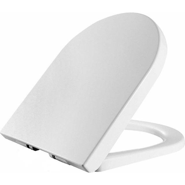 D Shape Toilet Seat Soft Slow Close White Top & Bottom Hinges