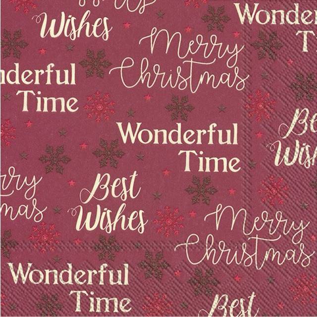 Paper Napkins Xmas Letters Dark Red Disposable Festive Lunch Party Serviettes