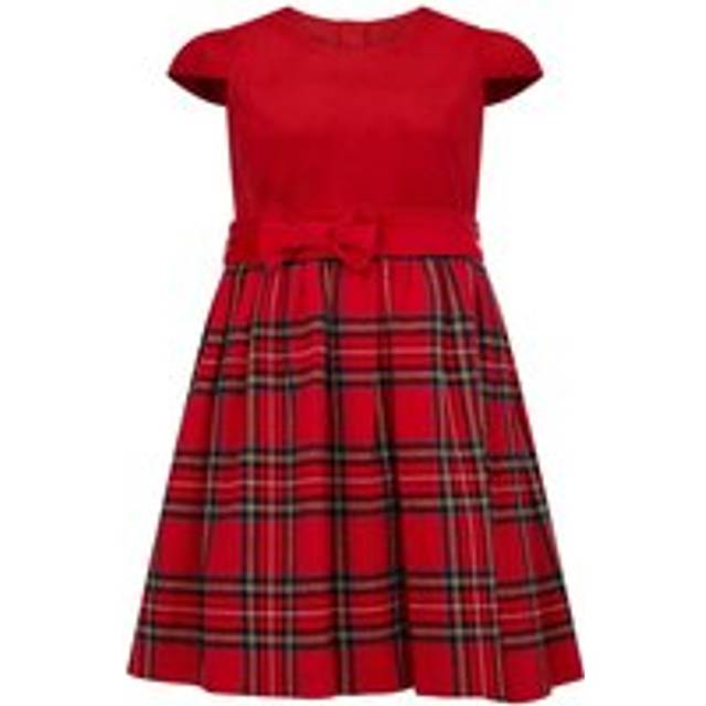 Diana Velvet & Tartan Party Dress - Red - 3-4 Years