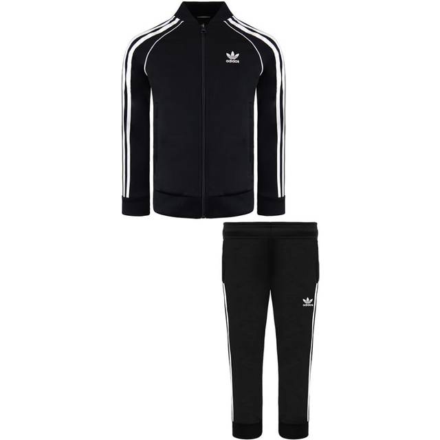 adidas Childrens Unisex Kids Black/White Tracksuit - Size 4-5Y