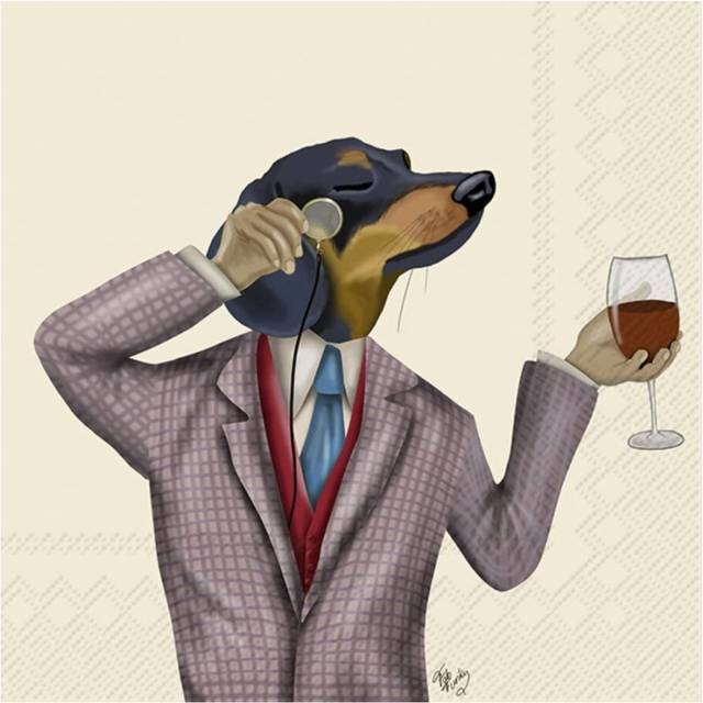 IHR Fancy Dog Wine Cream Print Lunch Paper Napkins 20 Disposable 3-Ply