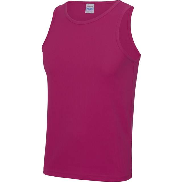 (Hot Pink, L) AWDis Cool Mens Sporty Fit Running Sports Fitness Workout Sleeveless Vest Top