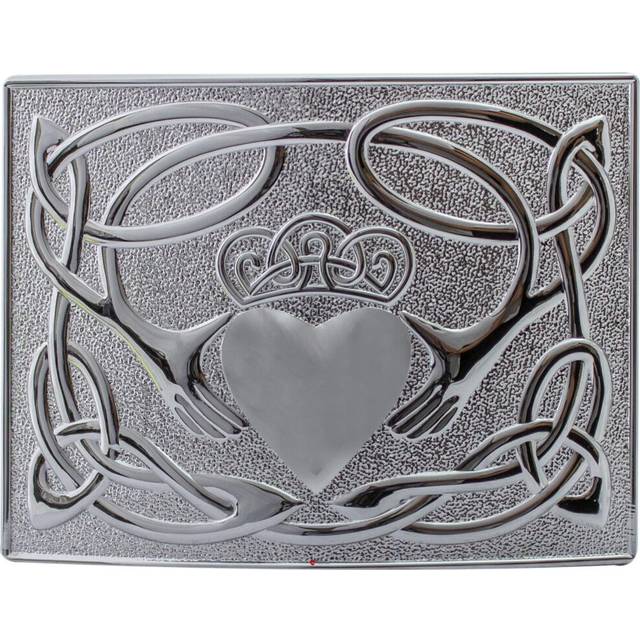 (Polished) Kilt Belt Buckle Mens Irish Claddagh Design 2 Finishes Scottish Made