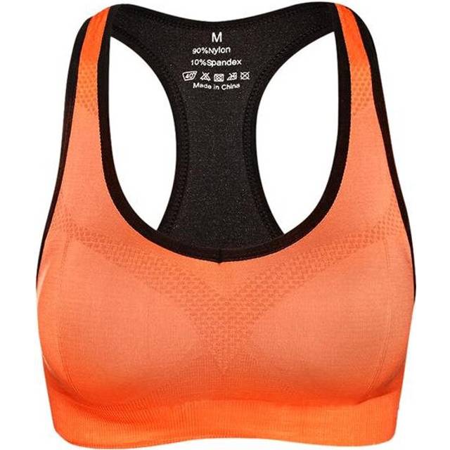 (Orange, M) Shakeproof Running Fitness Seamless Bra