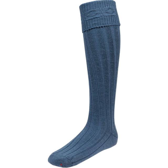 (M (8-10)) Gents Ancient Blue Kilt Hose Socks Knitted Full Length