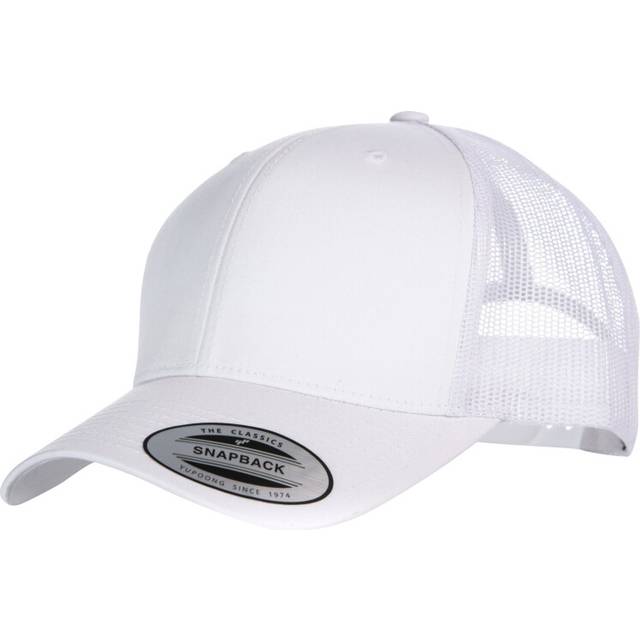 (One Size, White/White) Yupoong Flexfit Retro Snapback Trucker Cap
