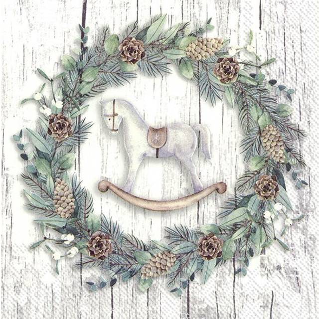 IHR Christmas Wreath Cocktail Paper Napkins 20-Pack Disposable 3-Ply