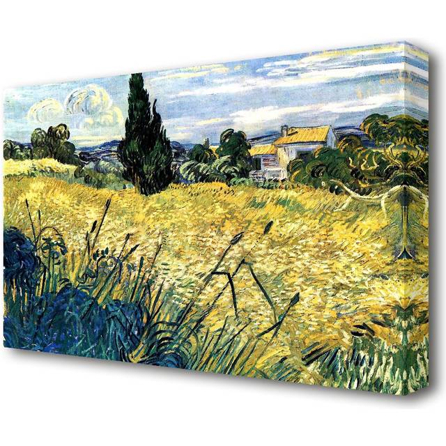 Green Wheat Field with Cypress 2 by Vincent Van Gogh - Wrapped Canvas Painting Print (81.3 cm H x 121.9 cm W)