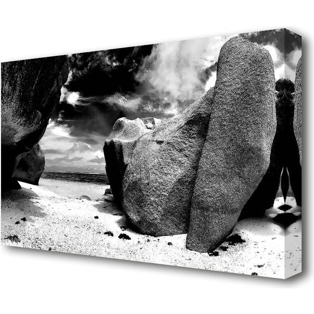 Paradise Storms Black and White Beach - Photographic Print on Canvas (66 cm H x 101.6 cm W)