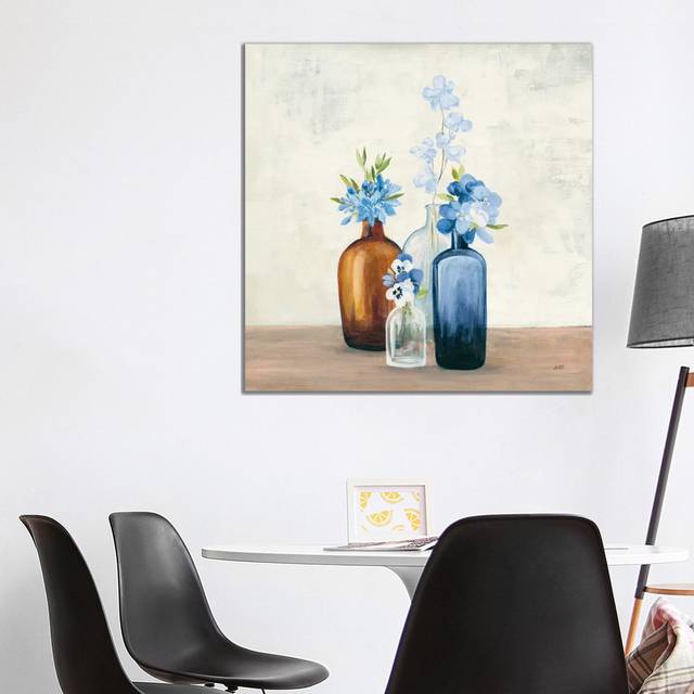 Windowsill Garden II Blue by Julia Purinton - Wrapped Canvas Painting (93.98cm H x 93.98cm W x 1.905cm D)