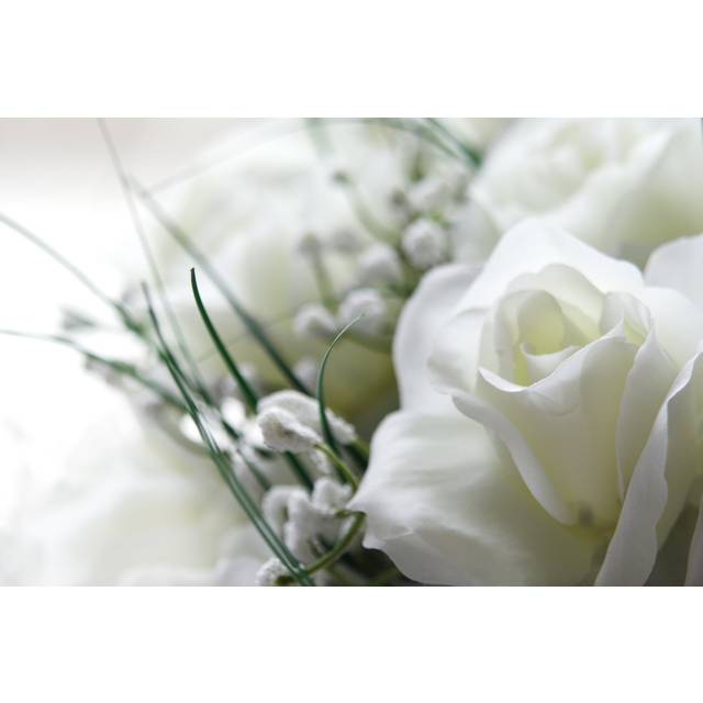 Close up of White Rose in Wedding Bouquet by Loooby - Wrapped Canvas Photograph (51cm H x 76cm W x 3.8cm D)
