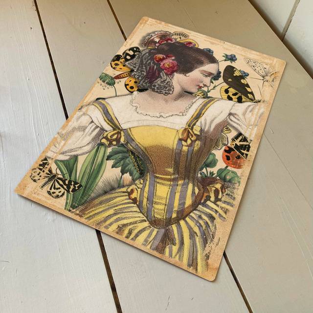 Gypsy Dancer Flowers in Hair Metal Wall Décor - Green;Yellow (25cm H x 20cm W)