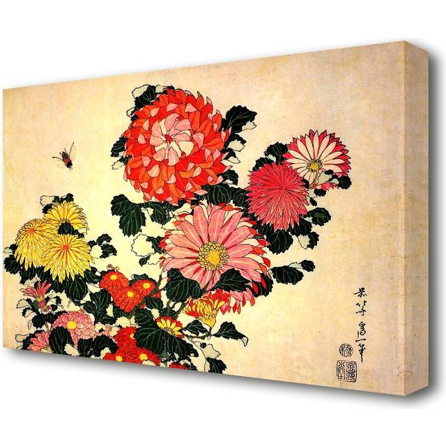 'Chrysanthemum and Bee' by Katsushika Hokusai Painting Print on Wrapped Canvas (101.6 cm H x 142.2 cm W)