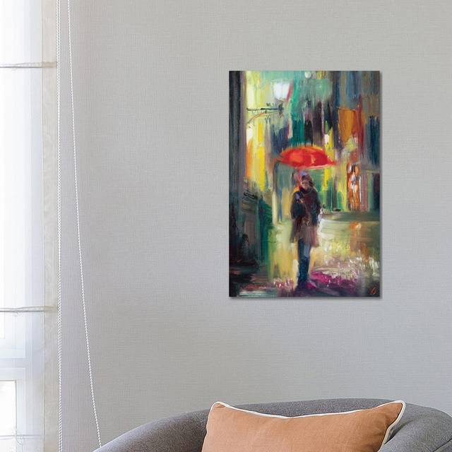 Red Umbrella by Katharina Valeeva - Wrapped Canvas Painting (66.04cm H x 45.72cm W x 3.81cm D)