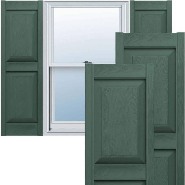 Ekena Millwork Lifetime Vinyl LP2S12X03100FG Standard Two Equal Panel Vinyls  Raised Panel Vinyl Shutters  w/Installation Shutter-Lok's & Matching Scr