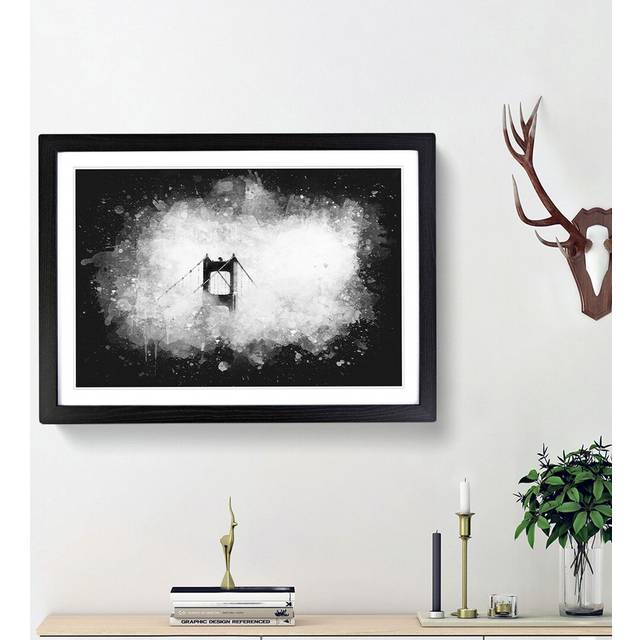 Top of the Golden Gate Bridge - Picture Frame Graphic Art Print - Black Framed (62cm H x 87cm W x 2cm D)