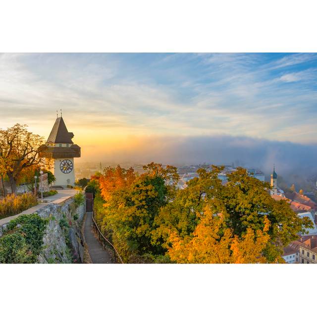 Durgin Famous Clock Tower, Austria - Wrapped Canvas Photograph (20cm H x 30cm W x 3.8cm D)