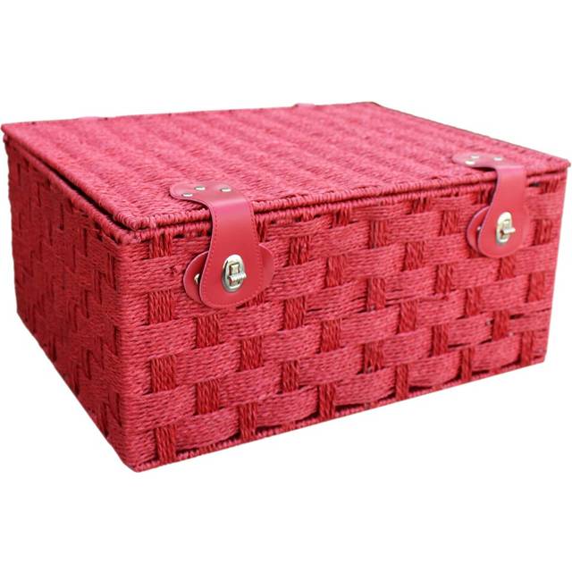 Paper Rope Picnic Basket - Red (21cm H x 45cm W x 34cm D)