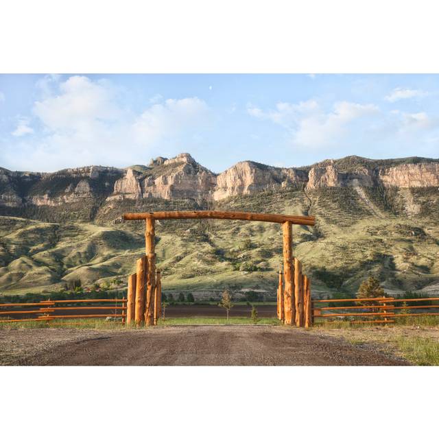 Ranch Gate And Cliffs In Wyoming, USA (81cm H x 122cm W x 3.8cm D)