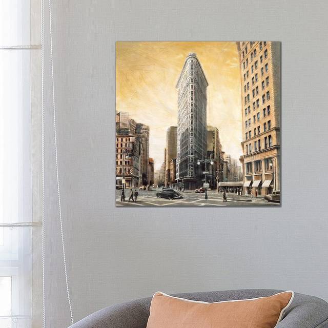 The Flatiron Building by Matthew Daniels - Wrapped Canvas Painting (66.04 cm H x 66.04 cm W x 3.175 cm D)
