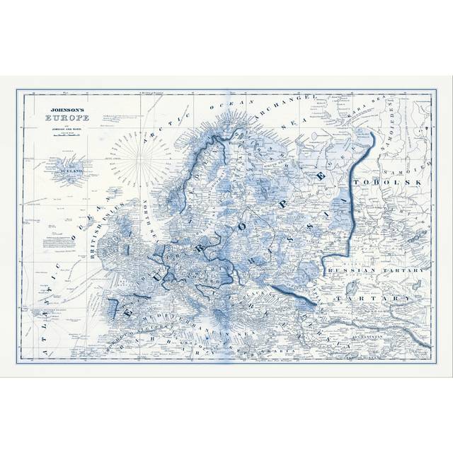 Europe In Shades Of Blue (51cm H x 76cm W x 3.8cm D)