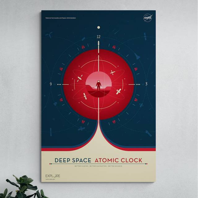 Deep Space Atomic Clock Poster - Canvas Wall Art Framed Print - Various Sizes (81&#34; H x 61&#34; W)