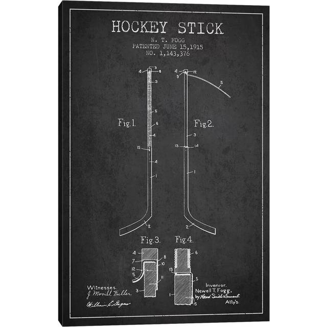 'Hockey Stick Charcoal Patent Blueprint' Graphic Art on Wrapped Canvas (66.04 cm H x 45.72 cm W x 1.91 cm D)