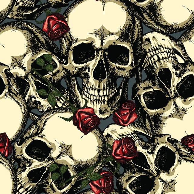 Hazella Skulls With Roses by Andrcat - Print (76cm H x 76cm W x 3.8cm D)