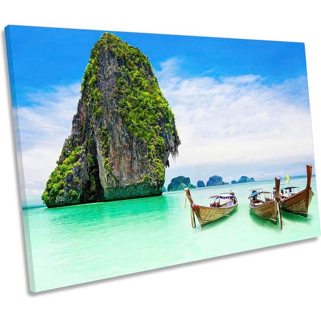 Thailand Beach Seascape Picture Wrapped Canvas Art Prints (40.6cm H x 61cm W x 2cm D)