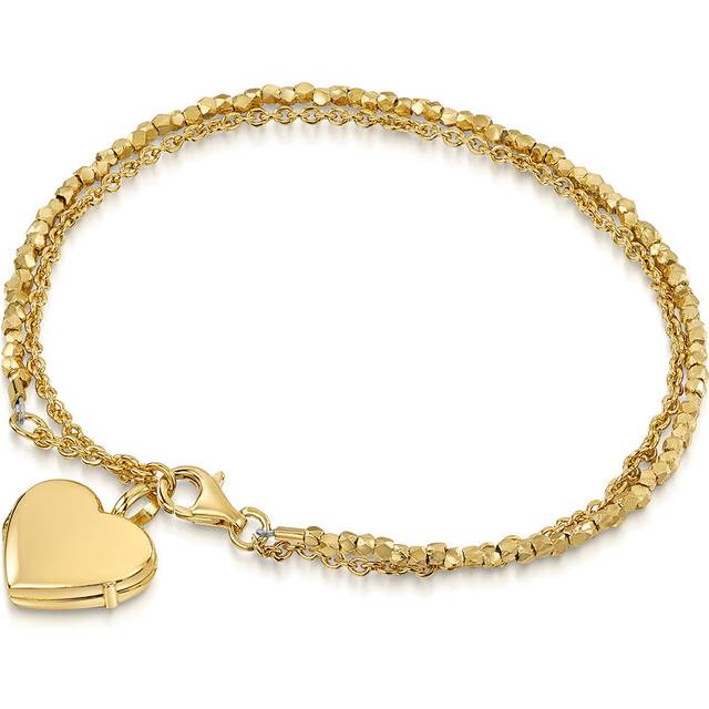 Womens Nugget Heart Locket Bracelet - Metallics - One Size