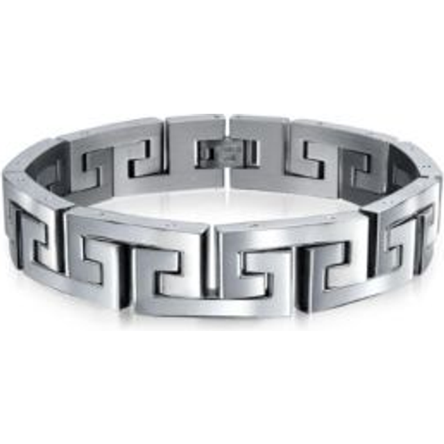Masculine Geometric Infinity Key Link Bracelet for Teens Men Silver Tone Stainless Steel Length 12mm Width 8.5''