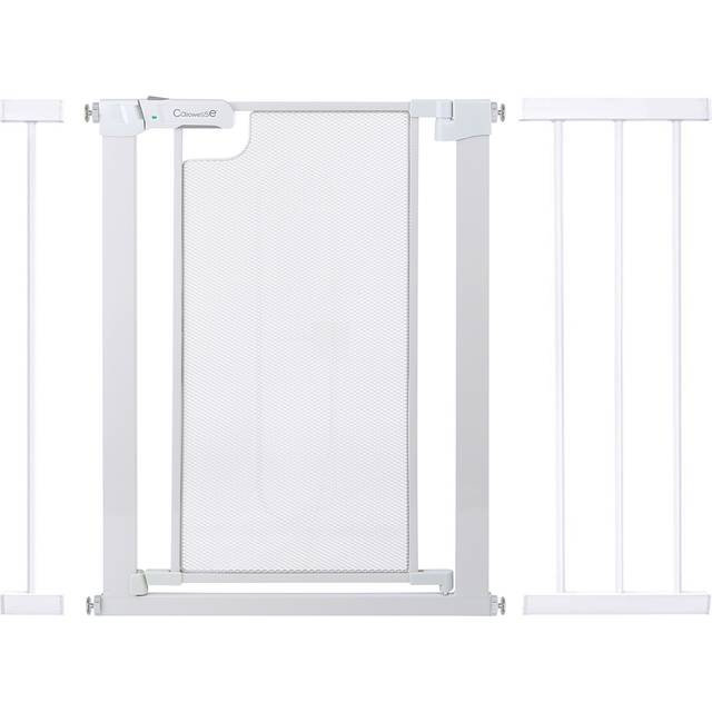 Callowesse Metal Mesh Baby Safety Gate + 7cm & 21cm Extension | 90-97cm x H76cm | Suitable for Doors & Stairs | Glacier White