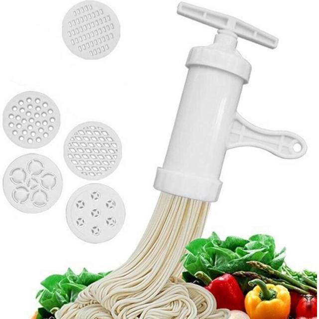 PVC Manual Pasta Maker Noodle Press Machine with 5 Different Templates Spaghetti Manual Machine Kitchen Tools