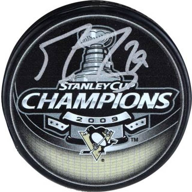 Marc-Andre Fleury Pittsburgh Penguins Autographed 2009 Stanley Cup Champions Logo Hockey Puck