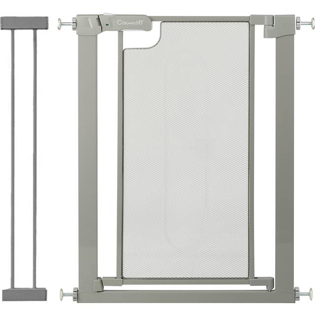 Callowesse Narrow Metal Mesh Child & Pet Pressure Fit Safety Gate | 76-83cm x H76cm Bundle including 14cm Extension | Suitable for Doors and Stairs |