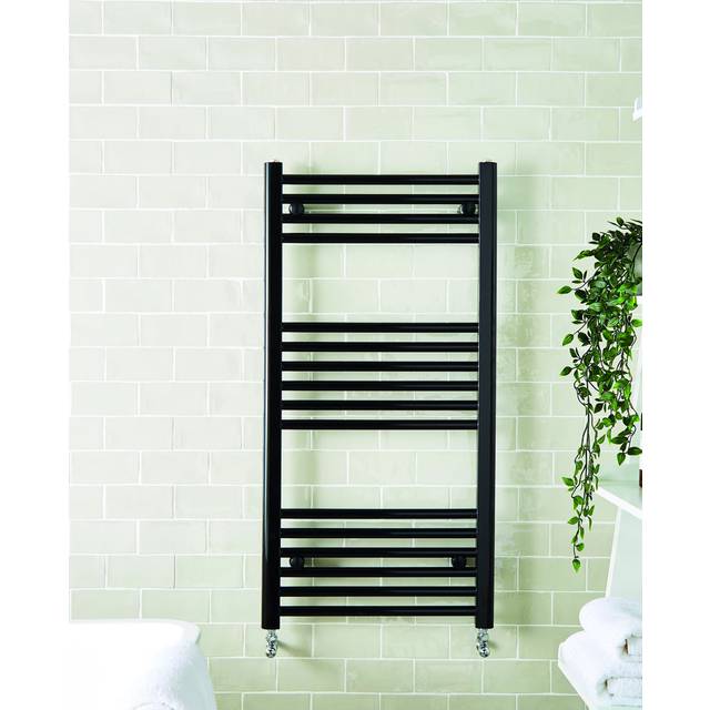 K-Rad Vertical Straight Towel Rail Black 100cm H x 60cm W x 4cm D