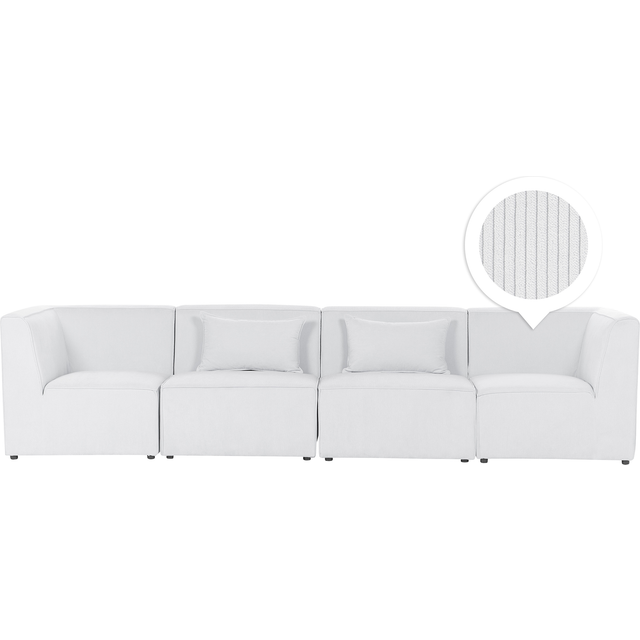 Beliani 4 Seater Modular Jumbo Cord Sofa Off White Lemvig, White